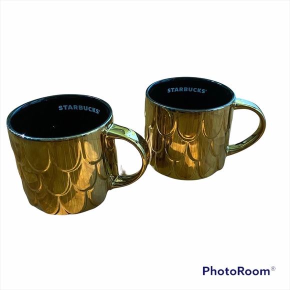 Starbucks 2019 Golden Mermaid Scales coffee cup set